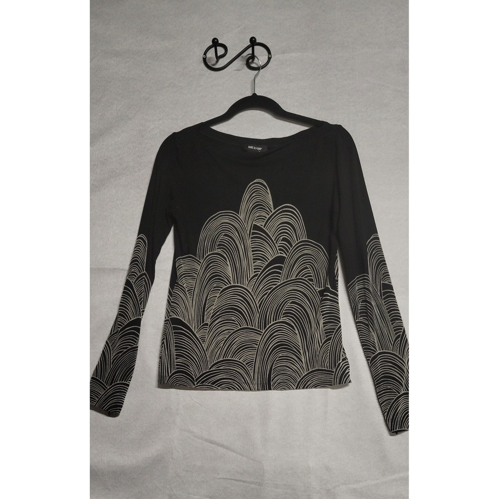 Black With Light Gray Raised  Design Ls Isabel De Pedro Top Size 10